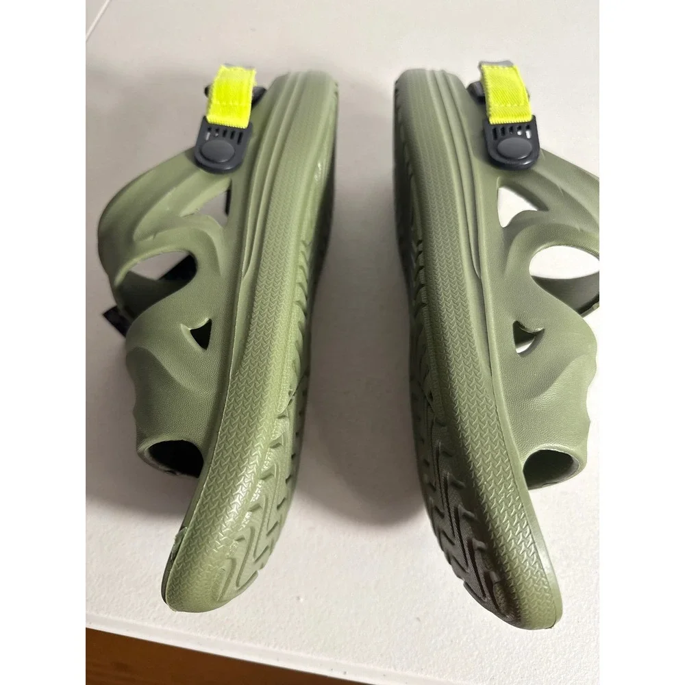 Rugged Shark Mens Water Sandals Olive Green Neon Yellow Sport Slide Size 12 NEW